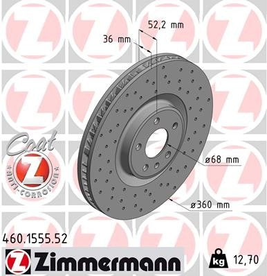 zimmermann disc brake rotor  frsport 460.1555.52