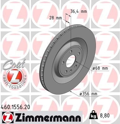 zimmermann disc brake rotor  frsport 460.1556.20