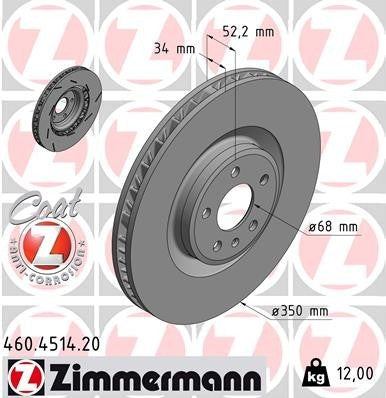 Zimmermann Disc Brake Rotor  top view frsport 460.4514.20