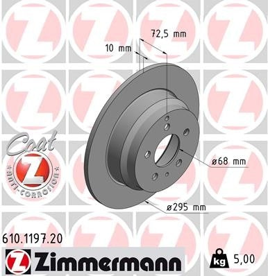 Zimmermann Disc Brake Rotor  top view frsport 610.1197.20