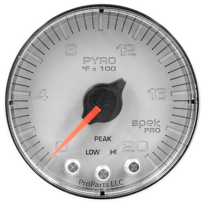 Autometer Spek-Pro Gauge Pyro. (Egt) 2 1/16in 2000f Stepper Motor W/Peak & Warn Slvr/Chrm P310218