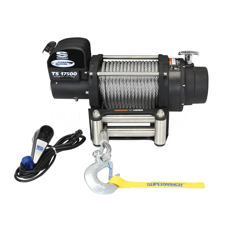 Superwinch 17500 LBS 12 VDC 1/2in x 90ft Steel Rope Tiger Shark 17500 Winch 1517200