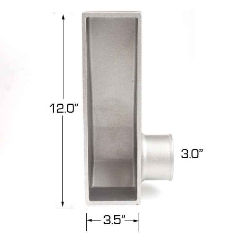 ATP 12in Tall x 3.5in Thick, 3in Outlet Bottom Right Aluminum End Tank (One End Tank) ATP-MDP-018