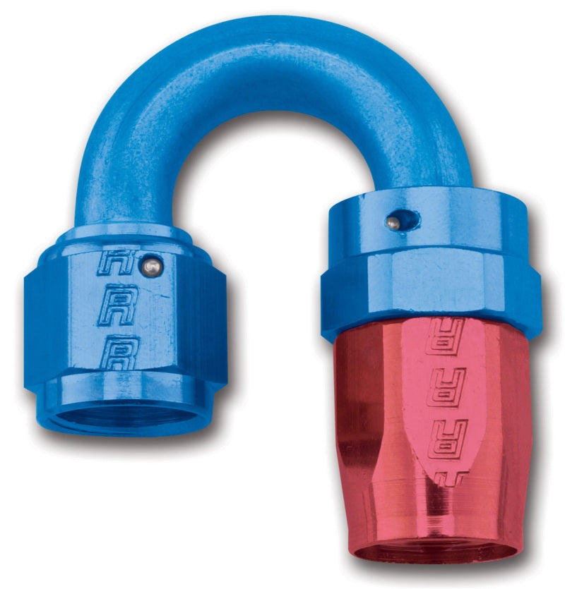 Russell #8 Full Flow Swivel 180° Tight Radius Hose Ends - Red / Blue