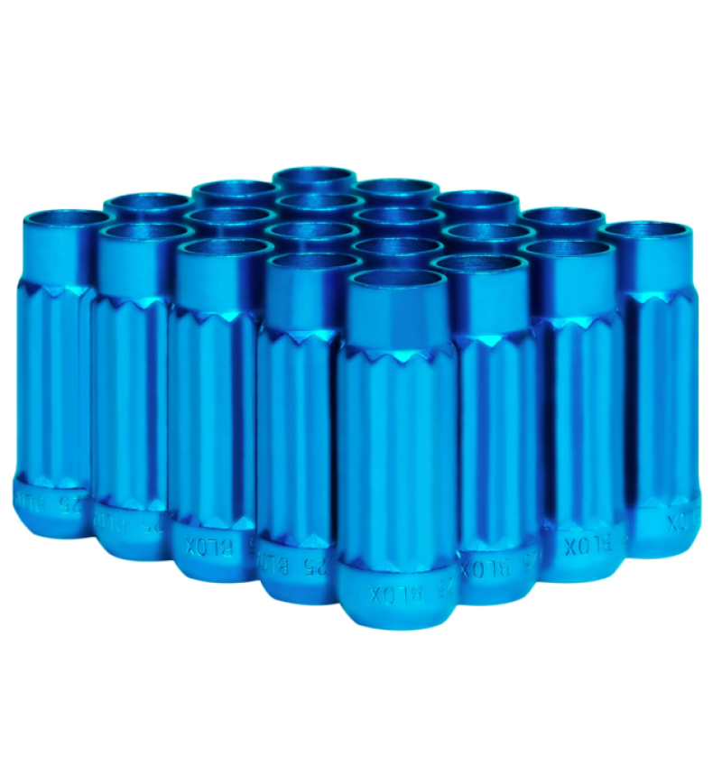 BLOX Racing 12-Sided P17 Tuner Lug Nuts 12x1.5 - Blue Steel - Set of 20 BXAC-00142-BL