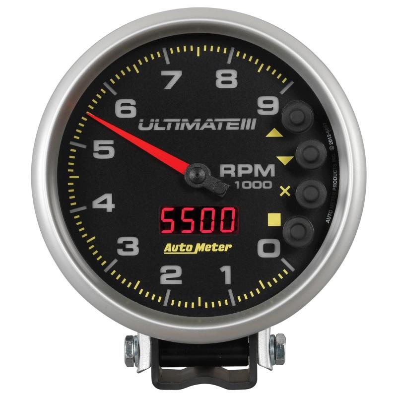 Autometer 5 inch Ultimate III Playback Tachometer 9000 RPM - Black 6887 Main Image