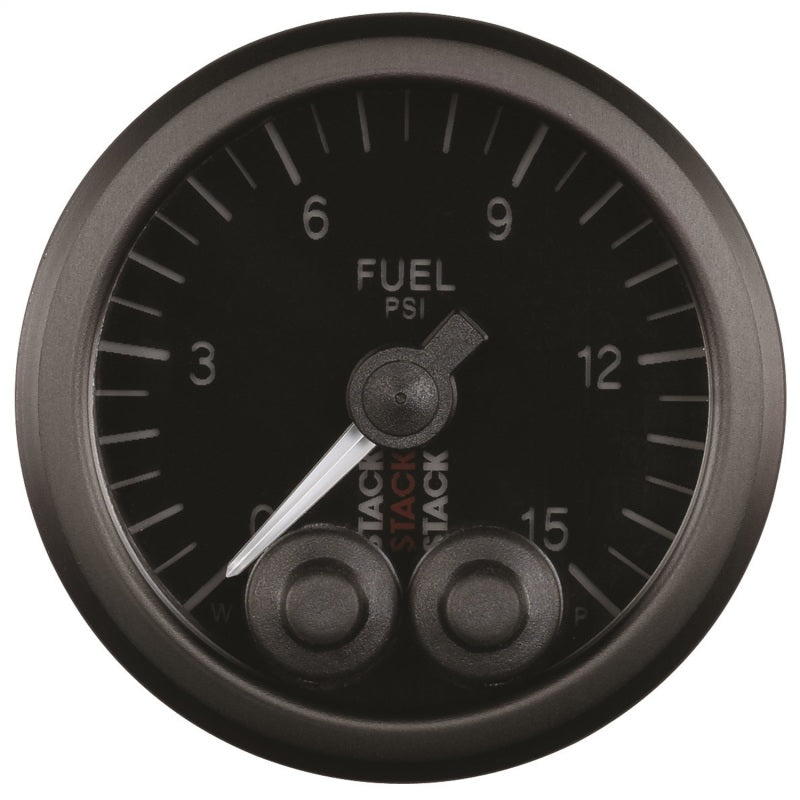 Autometer Stack 52mm 0-15 PSI 1/8in NPTF Male Pro-Control Fuel Pressure Gauge - Black ST3504