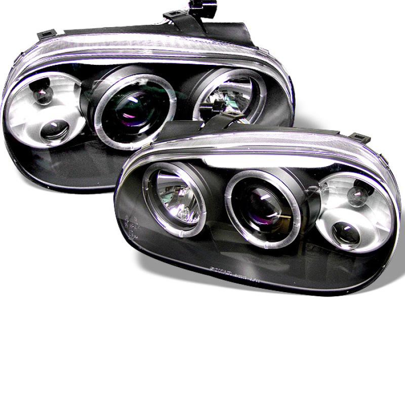 Spyder Volkswagen Golf IV 99-05 Projector Headlights LED Halo Black High H1 Low H1 PRO-YD-VG99-BK 5012159 Main Image