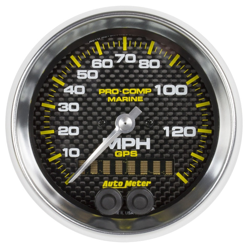 Autometer Gauge GPS Speedometer 3-3/8in 140 MPH Marine Carbon Fiber Gauge 200638-40