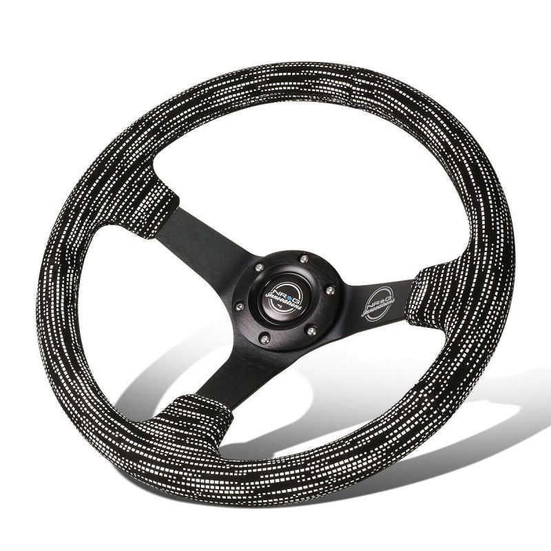 NRG Reinforced Steering Wheel (350mm / 3in. Deep) Microfiber/Black Stitch w/5mm Matte Black Spokes RST-036MB-SA-H