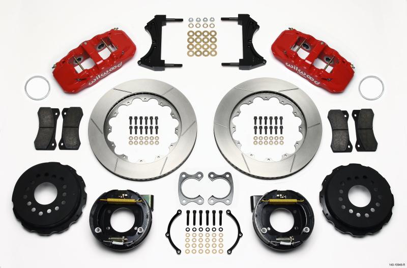 Wilwood AERO4 Rear P-Brake Kit 14.00in Red Small Ford 2.50in Offset 140-10949-R Main Image