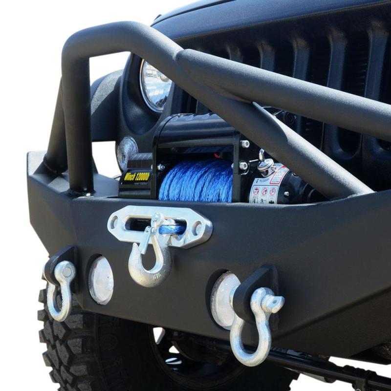 DV8 Offroad 07-18 Jeep Wrangler JK/JL FS-12 Mid Length Steel Front Bumper w/ Fog Lights FBSHTB-12 Main Image