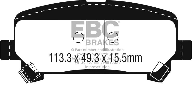 EBC 15+ Chevrolet Colorado 2.5 Ultimax2 Rear Brake Pads UD1806 Main Image