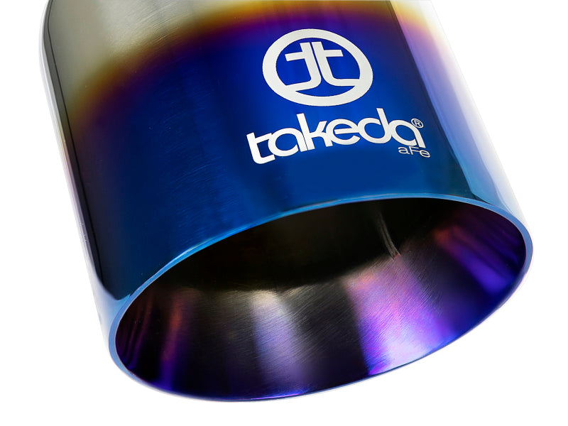 aFe Takeda 304 Stainless Steel Clamp-On Exhaust Tip 2.5in Inlet / 4in Outlet - Blue Flame 49T25404-L07