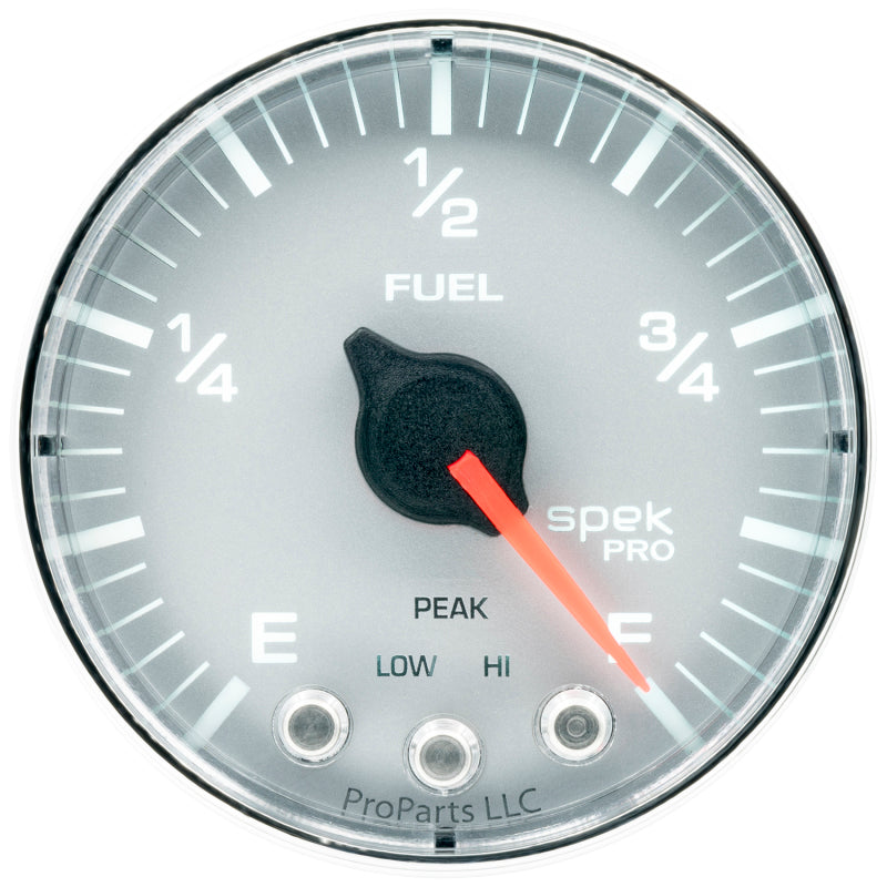 Autometer Spek-Pro Gauge Fuel Level 2 1/16in 0-270 Programmable Slvr/Chrm P312218