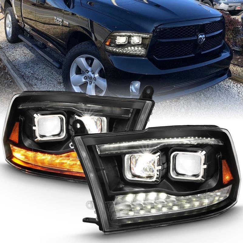 ANZO 2009-2018 Dodge Ram 1500 Led Projector Plank Style Switchback H.L Halo Black Amber (OE Style) 111464 Main Image