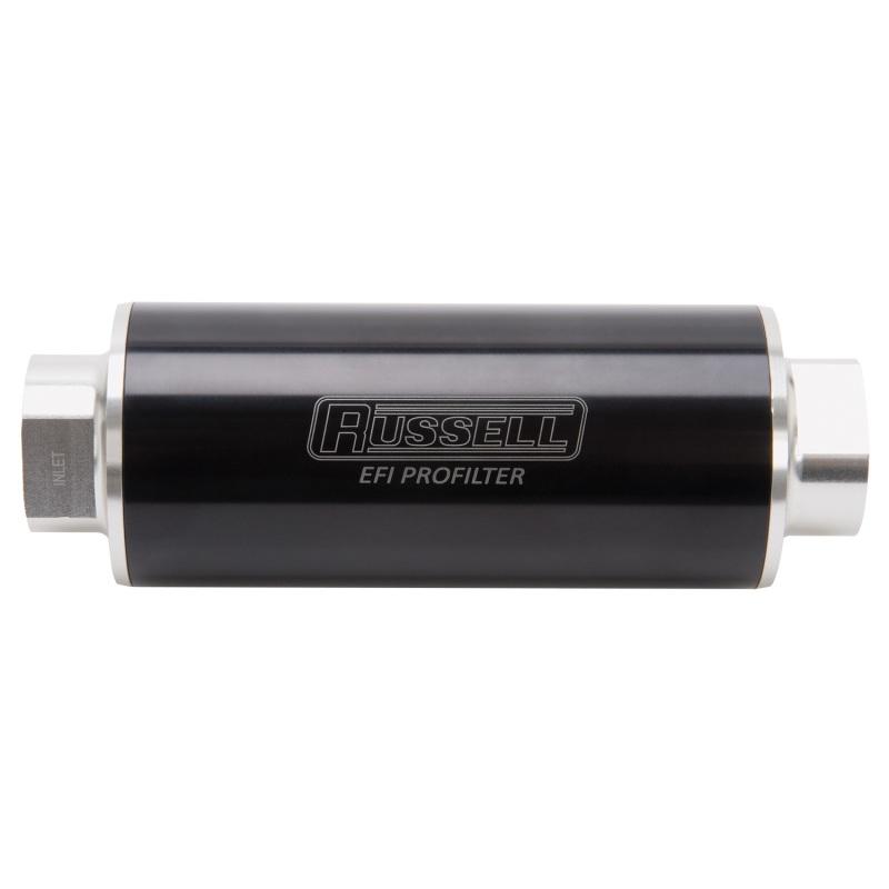 Russell Performance Profilter Fuel Filter 6in Long 60 Micron -10AN Inlet -10AN Outlet - Black 649260 Main Image