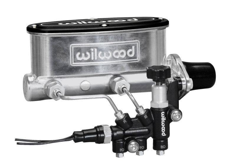 Wilwood HV Tandem M/C Kit w L/H Bracket & Prop Valve - 1" Bore,Ball Burnished