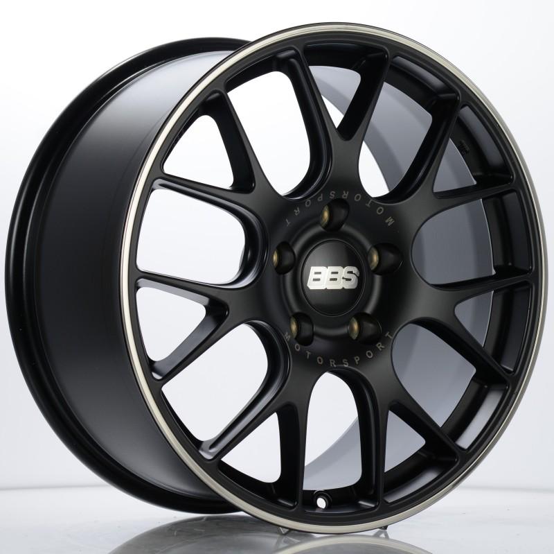 BBS CH-R 19x8.5 5x130 ET51 CB71.6 Satin Black Polished Rim Protector Wheel w/ Motorsport Etching CH108BPO-MTSP Main Image