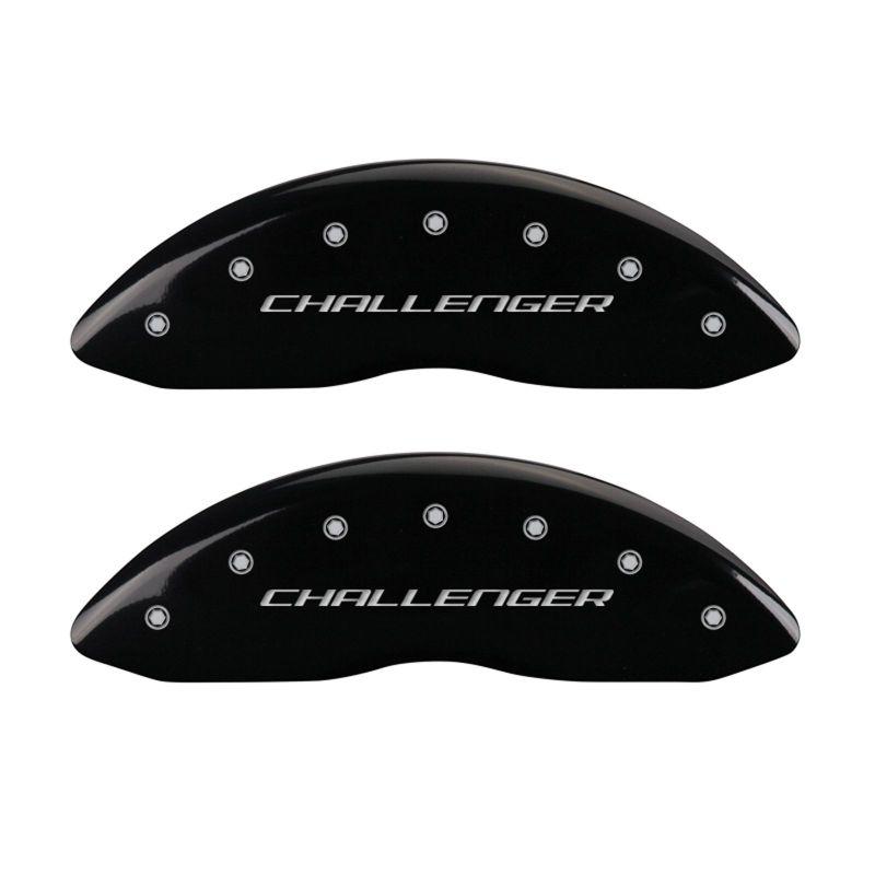 MGP 4 Caliper Covers Engraved Front & Rear Block/Challenger Black finish silver ch 12181SCLBBK Main Image