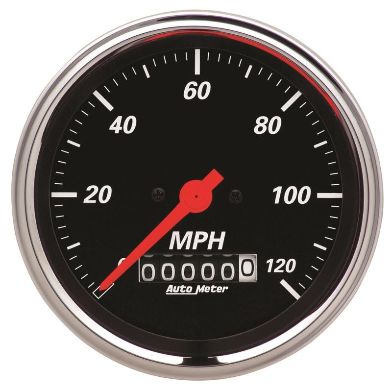 Autometer Designer Black 3-3/8in Electrical 120MPH Speedometer w/ Wheel Odometer 1479 Main Image