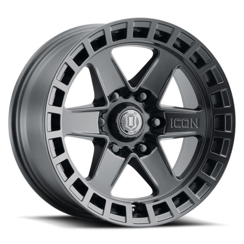 ICON Raider 17x8.5 6x120 0mm Offset 4.75in BS Satin Black Wheel 3417859447SB