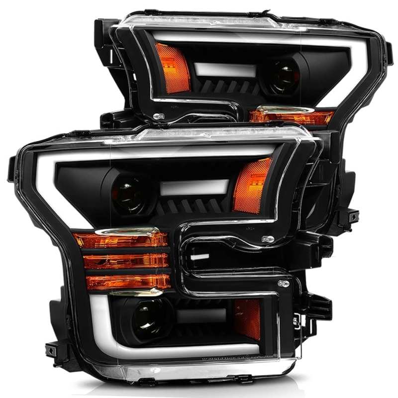 AlphaRex 15-17 Ford F-150 PRO-Series Projector Headlights Plank Style Black w/Activ Light/Seq Signal 880156 Main Image