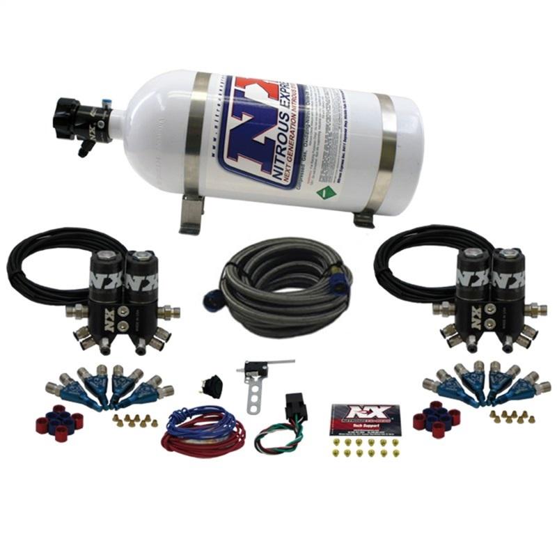 Nitrous Express Street Shark Gas 4 Solenoids Nitrous Kit (100-150-250HP) w/10lb Bottle 90100-10 Main Image