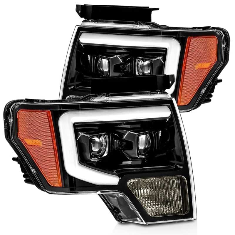 AlphaRex 09-14 Ford F-150 PRO-Series Proj Headlights Plank Style Gloss Blk w/Activ Light/Seq Signal 880116 Main Image