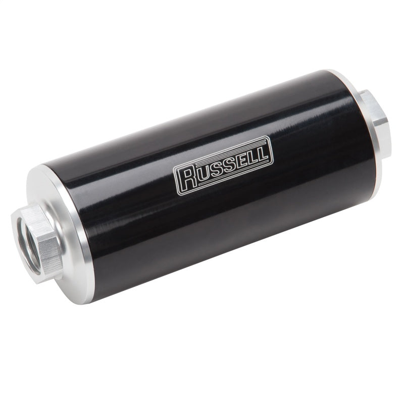 Russell Fuel Filter 10 Micron #10 AN Inlet #10 AN Outlet Blk/Clear Finish