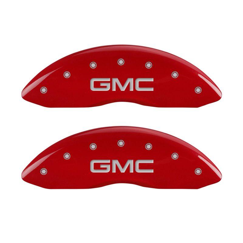 MGP 4 Caliper Covers Engraved Front & Rear Envoy Red finish silver ch 34004SEVYRD Main Image