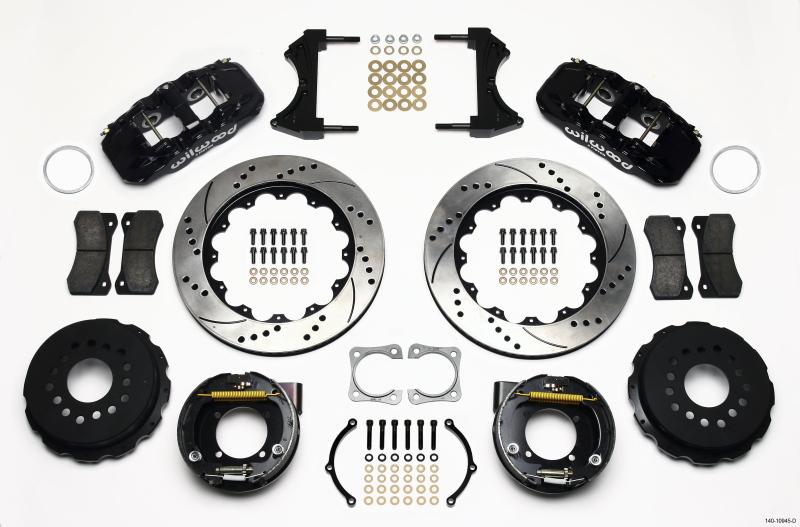 Wilwood AERO4 Rear P-Brake Kit 14.00in Drilled Chevy 12 Bolt-Spec 3.15in Brng 140-10945-D Main Image