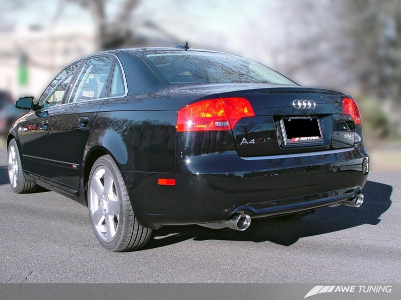 AWE Tuning Audi B7 A4 3.2L Track Edition Dual Tip Exhaust - Diamond Black Tips 3020-33018 Main Image