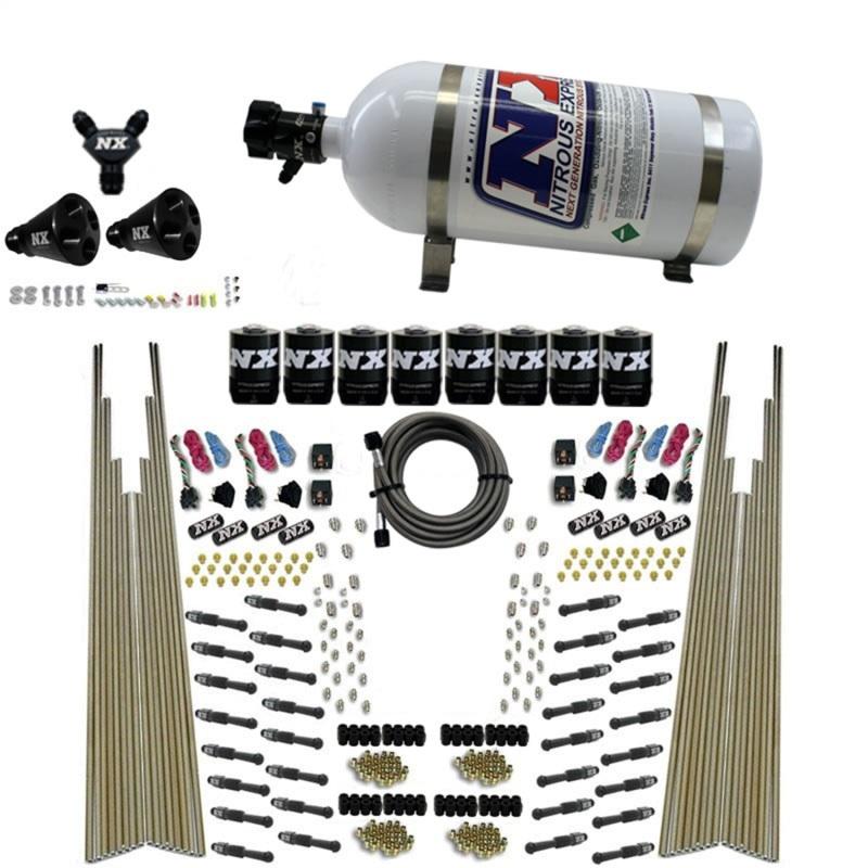 Nitrous Express 8 Cyl Dry Direct Port Four Stage 8 Solenoids Nitrous Kit (200-600HP) w/10lb Bottle 93306-10 Main Image