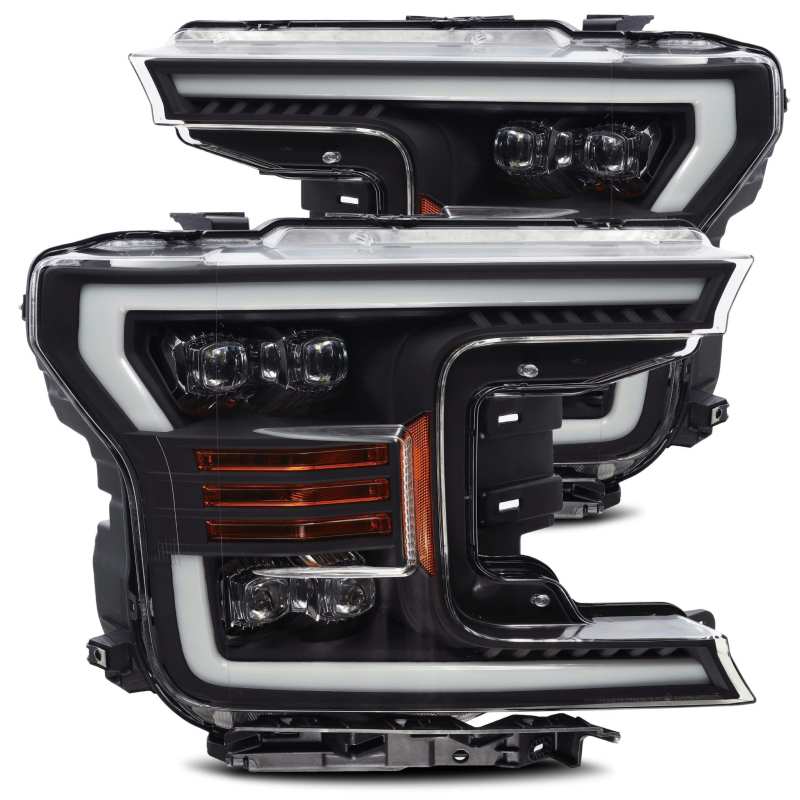 AlphaRex 18-19 Ford F-150 NOVA LED Proj Headlights Plank Style Matte Black w/Activ Light/Seq Signal 880182 Main Image