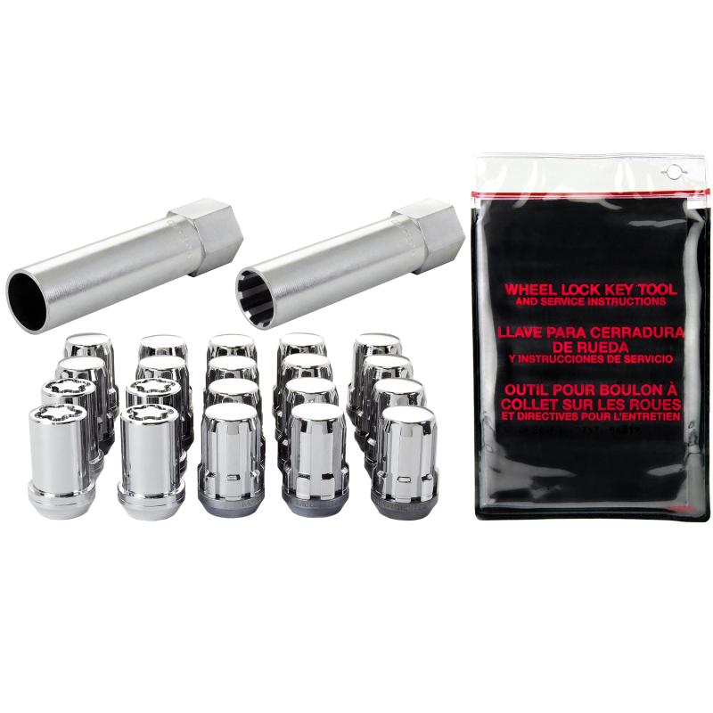 McGard SplineDrive Tuner 5 Lug Install Kit w/Locks & Tool (Cone) M12X1.25 / 13/16 Hex - Chrome 65554 Main Image