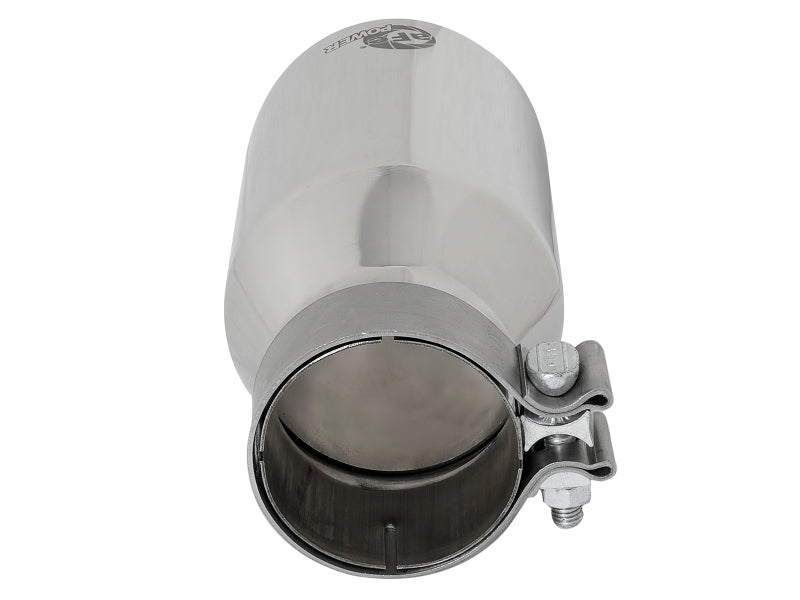 aFe MACH Force-Xp Univ 304 SS Double-Wall Clamp-On Exhaust Tip - Polished - 3in Inlet - 4.5in Outlet 49T30454-P092