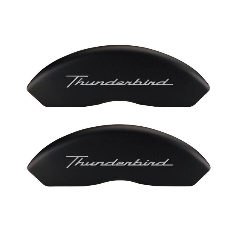 MGP 4 Caliper Covers Engrvd Front No bolts/Tbird Engrvd Rear/Tbird Emblem Matte Blk fnsh slvr ch 10086STDBMB Main Image