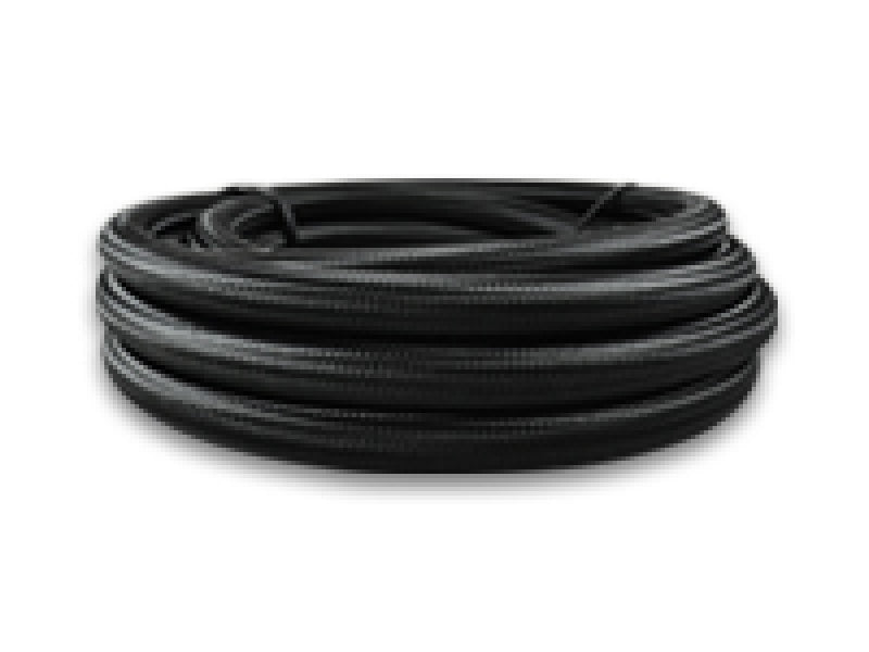 Vibrant 2ft Roll of Black Nylon Braided Flex Hose; AN Size: -6; Hose ID: 0.34"