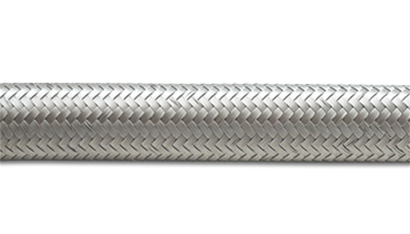 Vibrant 5ft Roll of Stainless Steel Braided Flex Hose; AN Size: -12; Hose ID 0