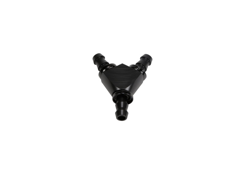 Fleece Performance Universal 3/8in Aluminum Y Barbed Fitting (For -6 Pushlock Hose) - Black Anodized FPE-FIT-Y06-BLK