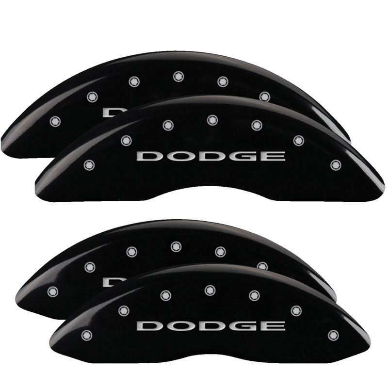 MGP 4 Caliper Covers Engraved Front & Rear With out stripes/Dodge Black finish silver ch 12124SDD4BK Main Image