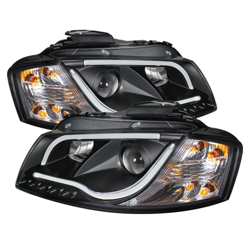 Spyder Audi A3 06-08 Projector Headlights Halogen Model- Light Tube DRL Blk PRO-YD-AA306-LTDRL-BK 5071934 Main Image