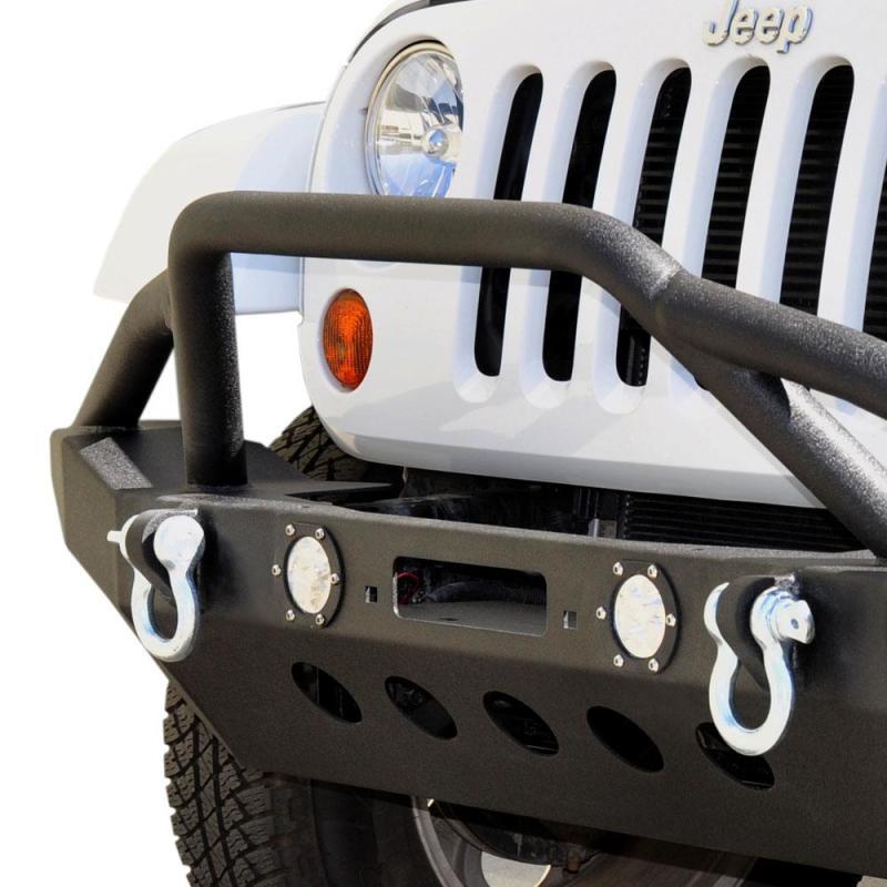 DV8 Offroad 07-18 Jeep Wrangler JK/JL FS-8 Mid Length Steel Front Bumper w/ LED Lights FBSHTB-08 Main Image