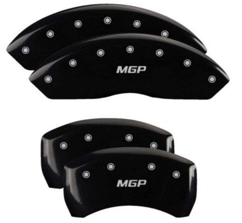 MGP 4 Caliper Covers Engraved Front & Rear MGP Black Finish Silver Char 2019 Chevrolet Blazer 14255SMGPBK