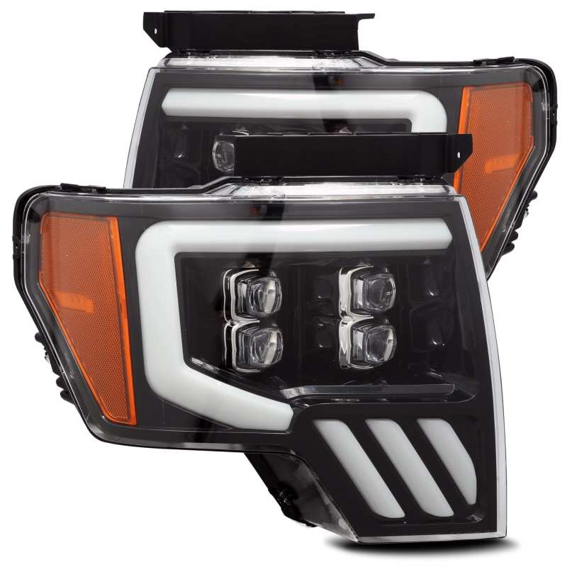 AlphaRex 09-14 Ford F-150 NOVA LED Proj Headlights Plank Style Gloss Black w/Activ Light/Seq Signal 880190 Main Image