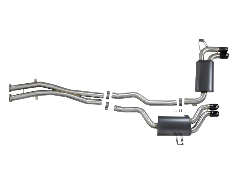 aFe MACH ForceXP 2.5 IN 304 Stainless Steel Cat-Back Exhaust System w/ Black Tips 01-06 BMW M3 (E46) 49-36344-B