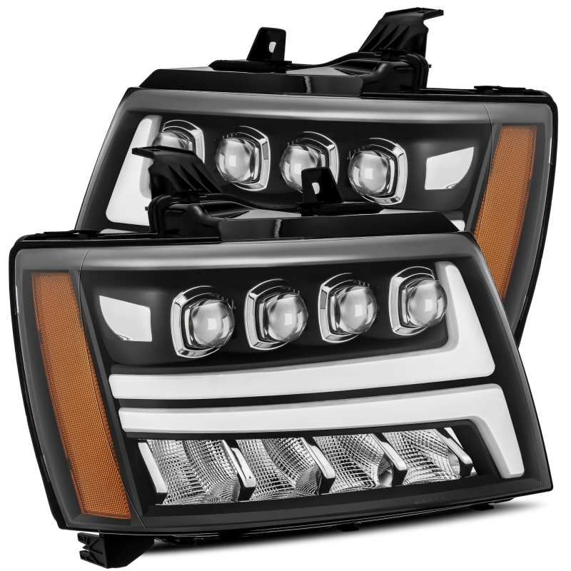 AlphaRex 07-13 Chevy AvalancheáNOVA LED Proj Headlights Plank Style Matte Black w/Activ Light/DRL 880288 Main Image