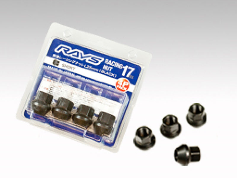 Rays 17 Hex Racing Nut Set L25 Short Type 12x1.50 - Black Chromate (4 Pieces) W17RN12150BL254P