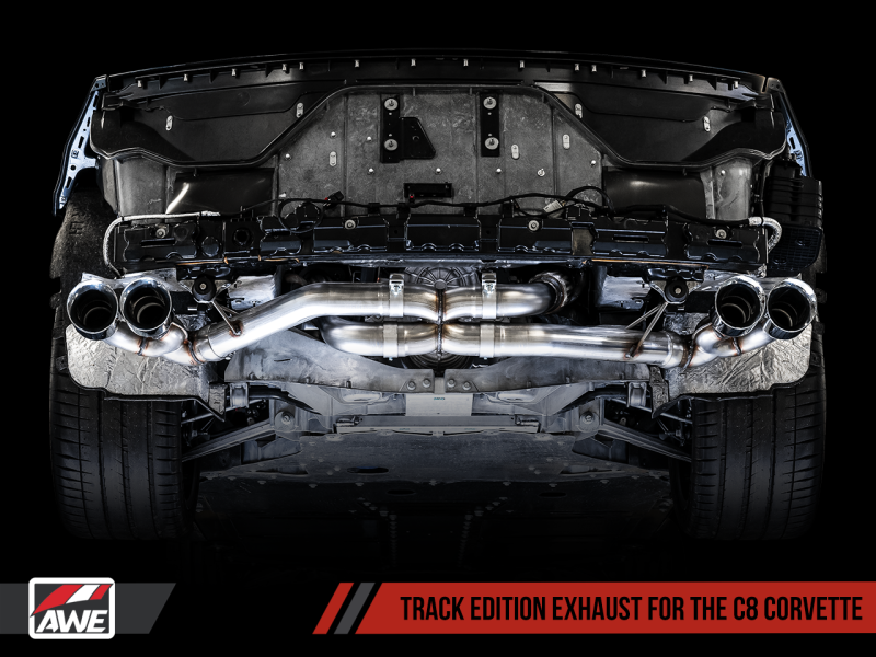 AWE Tuning 2020 Chevrolet Corvette (C8) Track Edition Exhaust - Quad Diamond Black Tips 3020-43086